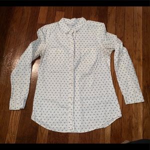 4 Small anchor old navy white button up dress work interview meeting nautical